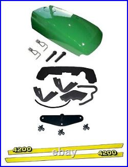Upper Hood/ Fuel Door Kit/ Mounting Seal/Stickers/Catch fits John Deere 4200