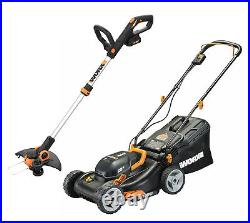 WORX WG911 2X20V 17 Lawn Mower Powershare with 12 Cordless GT Trimmer & Edger